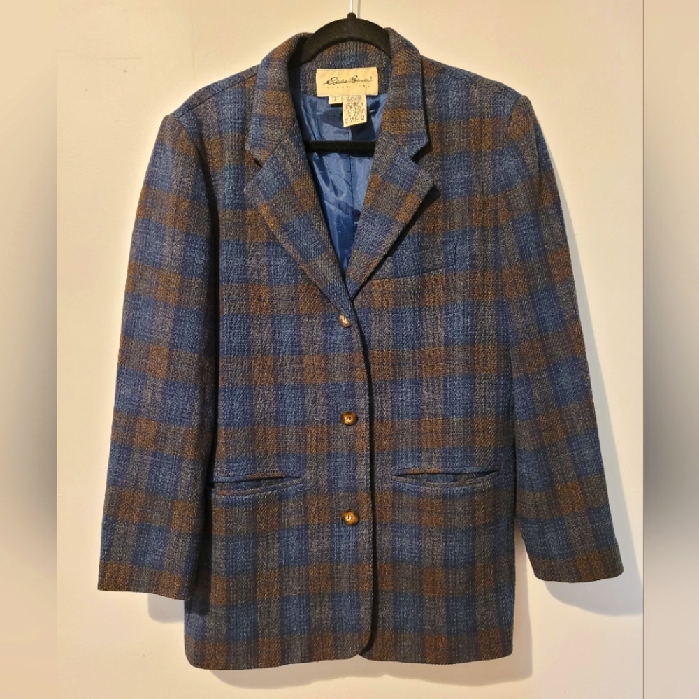 Vintage Eddie Bauer Plaid Wool Blazer